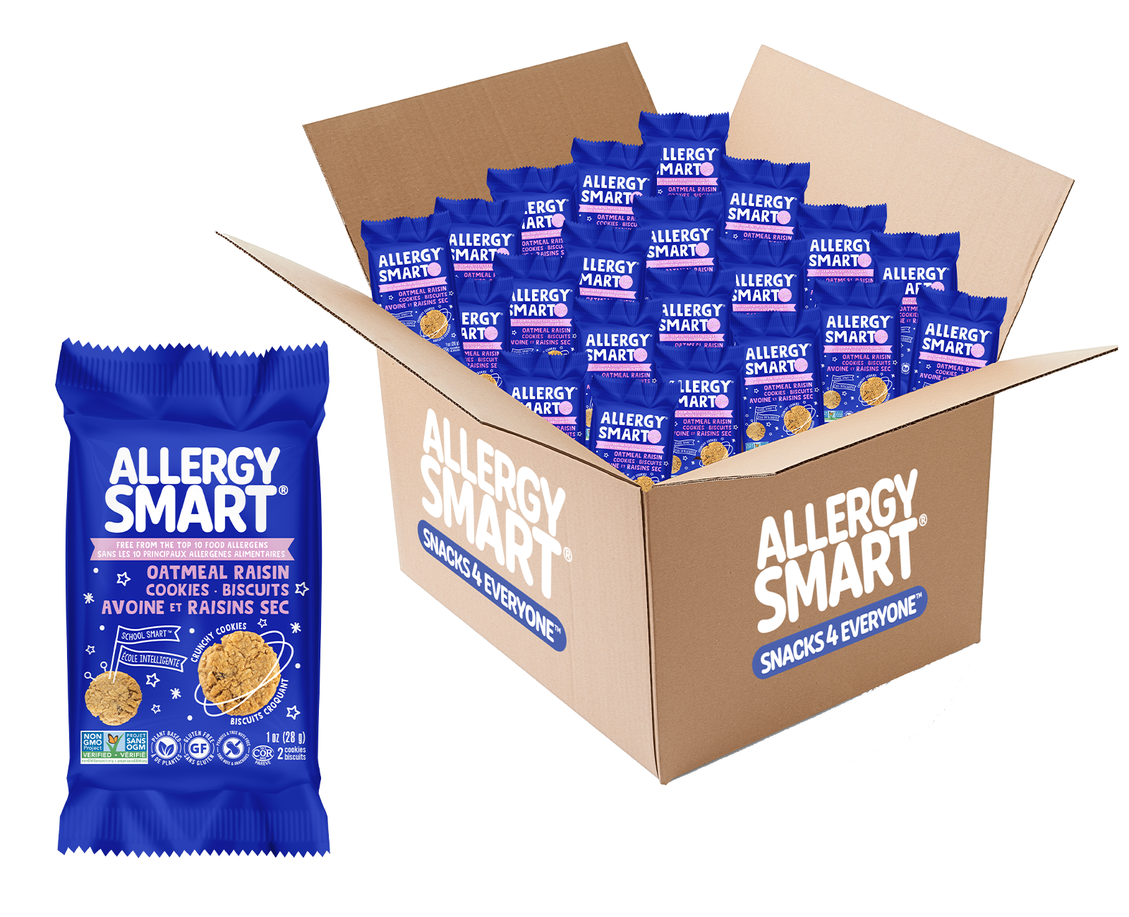 40 Individually Wrapped 2-Pack Cookies | Oatmeal Raisin - AllergySmart - Green Gourmand Foods Inc.