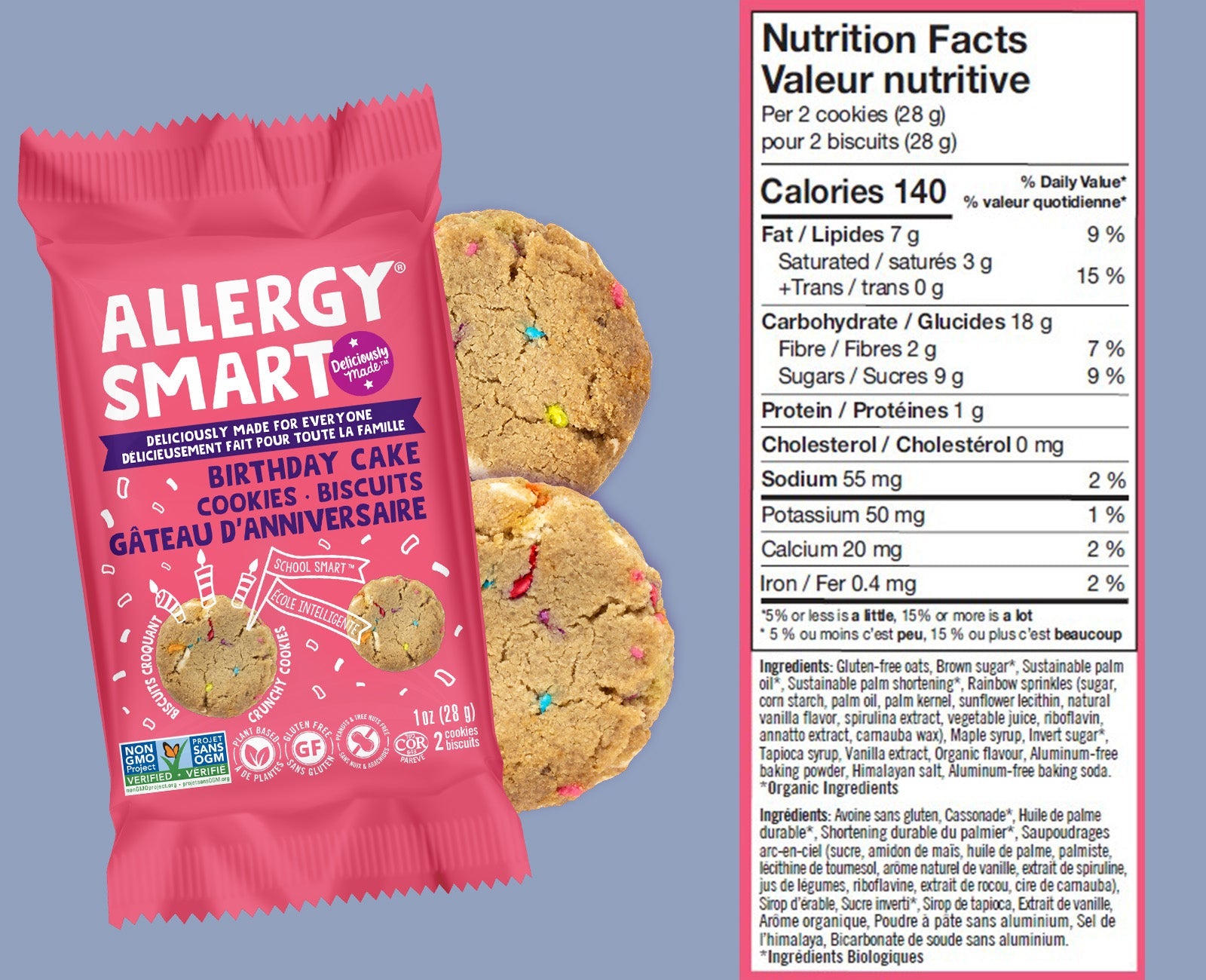 40 Individually Wrapped 2-Pack Cookies | Birthday Cake - AllergySmart - Green Gourmand Foods Inc.